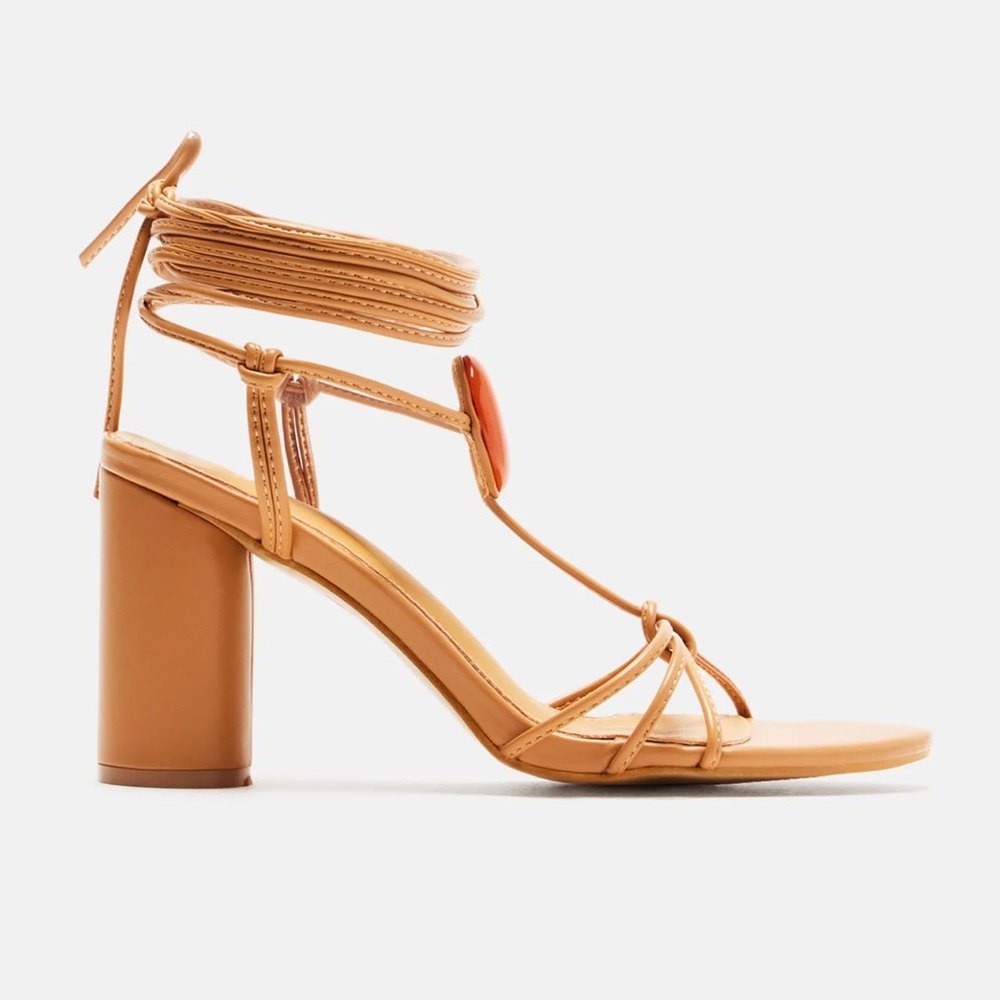 Bahama Mama Wrap Up Heels - Tan View 4